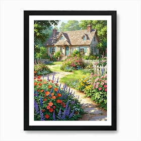 Cottage In The Garden Art Print