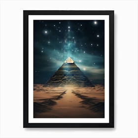 Cosmic pyramid in the desert Art Print