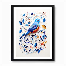 Scandinavian Bird Illustration Eastern Bluebird 4 Art Print