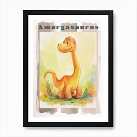 Cute Cartoon Amargasaurus Dinosaur 2 Poster Art Print