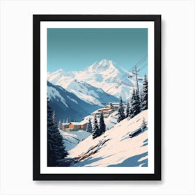 Verbier   Switzerland, Ski Resort Illustration 3 Simple Style Art Print