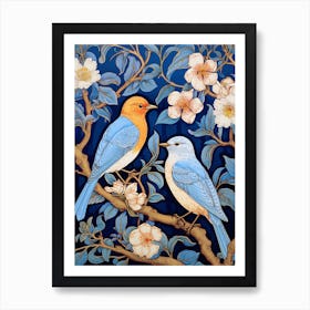 Bluebirds On A Branch Art Print