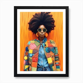 Afro Fashionista Pencil Drawing 1 Art Print