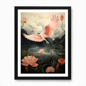 Greater Flamingo 2 Gold Detail Painting Art Print