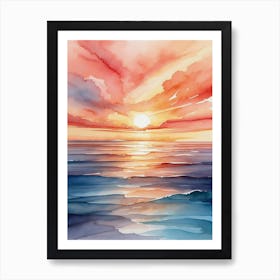 Sunset Watercolor Painting Art Print