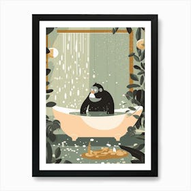 Gorilla Art In Bath Cartoon Nursery Illustration 3 Art Print