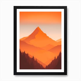 Misty Mountains Vertical Composition In Orange Tone 60 Art Print