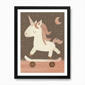 Unicorn On A Skateboard Muted Pastel 3 Art Print