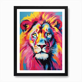 Lion Portrait Pop Art Pink 4 Art Print