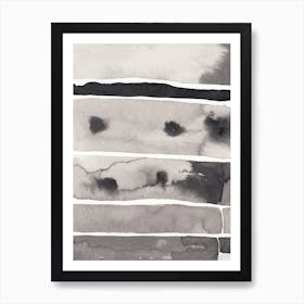 monochrome black and white ink airbrush abstract minimal minimalist blurred artwork painting office hotel living room bedroom 4 Art Print