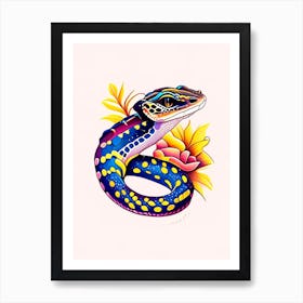 Speckled Rattlesnake Tattoo Style Art Print
