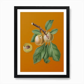 Vintage Prune Botanical on Sunset Orange n.0335 Art Print