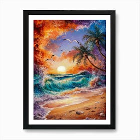 Sunset in Impasto Art Print