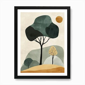 Ebony Tree Minimal Japandi Illustration 4 Art Print