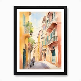 Bari, Italy Watercolour Streets 1 Art Print