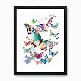 Butterflies Flying In The Sky Decoupage 2 Art Print