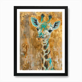 Baby Giraffe Gold Effect Collage 3 Art Print
