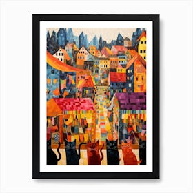 Cats At A Market  Art Print