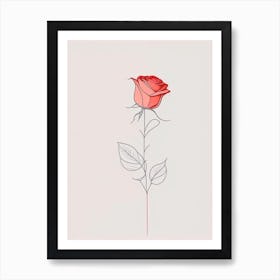 Rose Floral Minimal Line Drawing 3 Flower Art Print