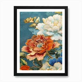 Chinese Floral Embroidery 3 Art Print