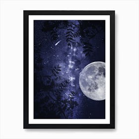 Full Moon In The Sky - Starry Night and Moon #2 Art Print