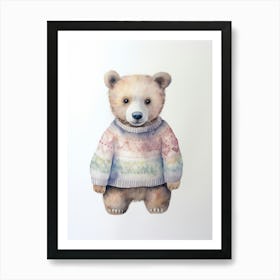 Baby Animal Watercolour Bear 3 Art Print