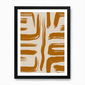 Orange Abstract Brushstrokes Art Print