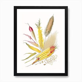 Corn Silk Spices And Herbs Pencil Illustration 1 Art Print