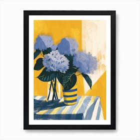 Hydrangea Flowers On A Table   Contemporary Illustration 1 Art Print