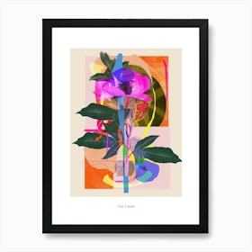 Flax Flower 3 Neon Flower Collage Poster Art Print