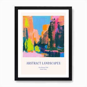 Colourful Abstract Zion National Park 2 Poster Blue Art Print