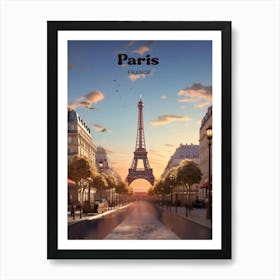 Paris France Romantic Travel Art Art Print