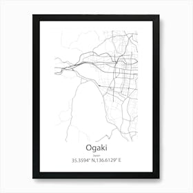 Ogaki,Japan Minimalist Map Póster