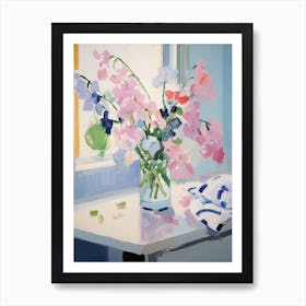 A Vase With Sweet Pea, Flower Bouquet 3 Art Print