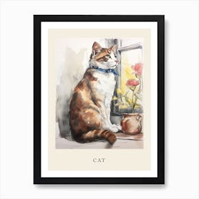 Beatrix Potter Inspired  Animal Watercolour Cat 1 Art Print