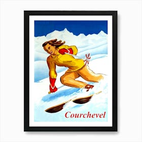 Courchevel, France, Woman On A Ski Track Poster