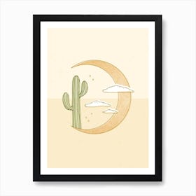 Moon Cactus Art Print