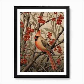 Dark And Moody Botanical Cardinal 3 Art Print