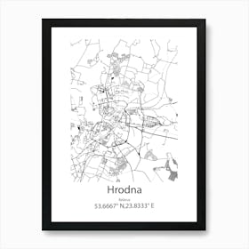 Hrodna,Belarus Minimalist Map Art Print