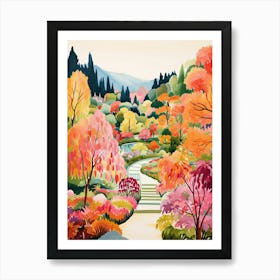 Butchart Gardens, Canada In Autumn Fall Illustration 1 Art Print