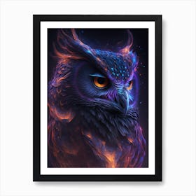 Magical Owl in Space Art Print