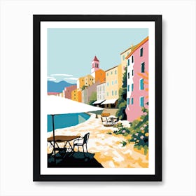 Collioure, France, Flat Pastels Tones Illustration 3 Art Print