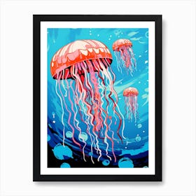 Colourful Jellyfish Illustration 2 Art Print