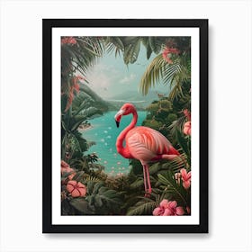 Greater Flamingo Italy Tropical Illustration 2 Art Print