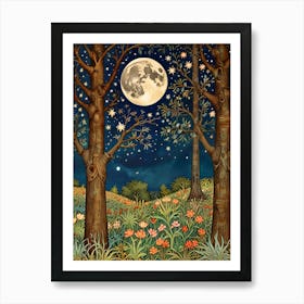 William Morris Moonlight In The Woods 63 Art Print