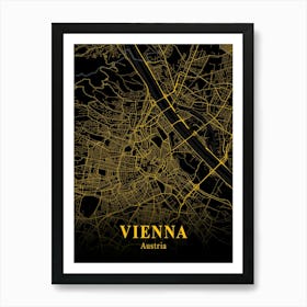 Vienna Gold City Map 1 Art Print