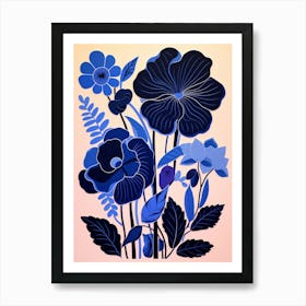 Blue Flower Illustration Hibiscus 2 Art Print