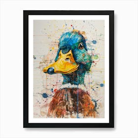 Duck Colourful Watercolour 3 Art Print