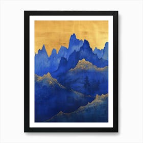 Blue And Gold Mountains 7 Art Print