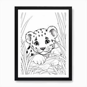 Line Art Jungle Animal Leopard 1 Art Print